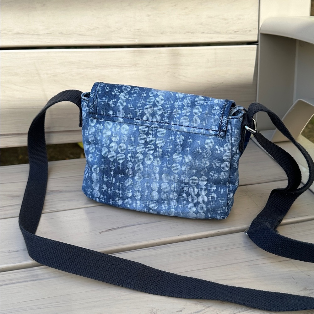 RARE Kipling Sabian Crossbody Blue Denim Dot Mini Bag - Adjustable Navy Strap - Picture 7 of 10